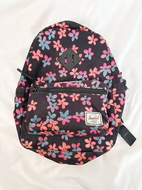 Herschel Supply Company Floral Mini Backpack - Black with Pink & Blue Flowers